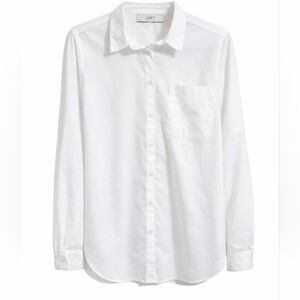LOFT Petite White Button-Down Shirt | Size LP